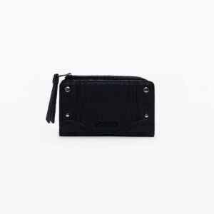 Geborduurde portemonnee met studs, medium - BLACK - U