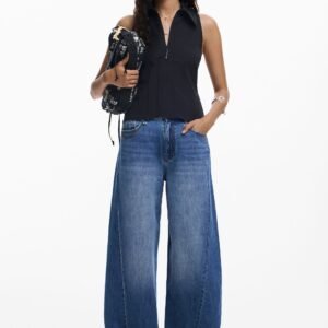 Baggy jeans met naden - BLUE - 38