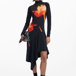 Asymmetrische strakke jurk - BLACK - S