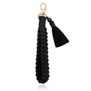 Deja Jewels Macramé Gevlochten Sleutelhanger - Zwart