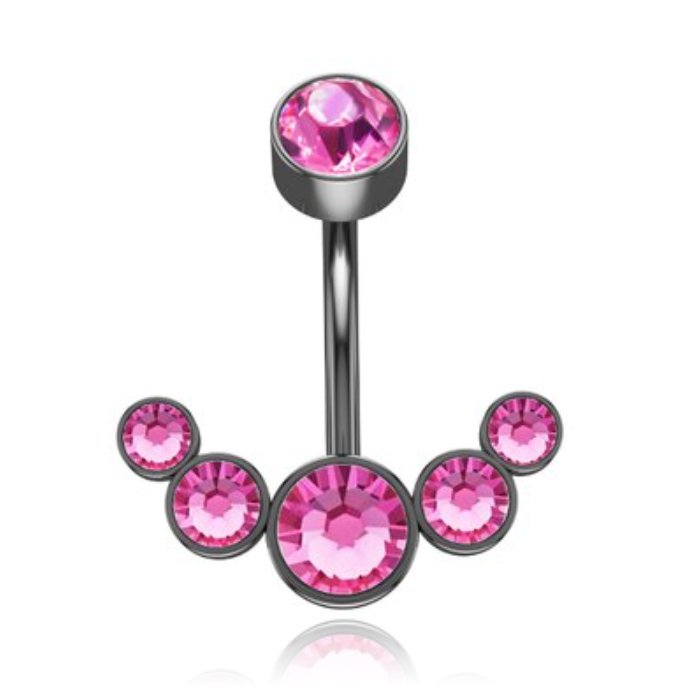 LGT JWLS Piercing in Anker vorm - Roze Kristal & Zwart 1 LGT JWLS Piercing in Anker vorm - Roze Kristal & Zwart