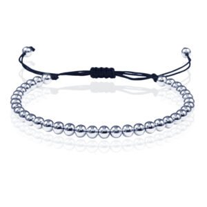 Macrame Armband Dames - 5mm Zilveren Kralen