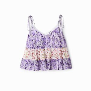Singlet met bloemen - RED - L