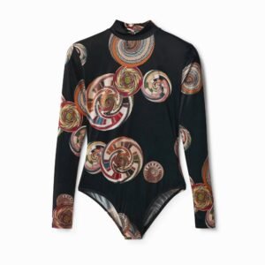 Slim fit body met cirkels - BLACK - XS