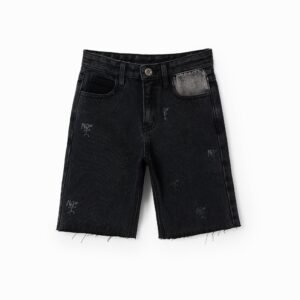Spijkerbermuda met Now - BLACK - 11/12