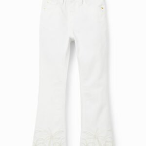Lange flared jeans met borduursels - WHITE - 13/14