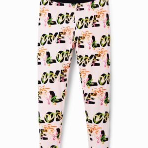 Legging met bloemen en Love - RED - L