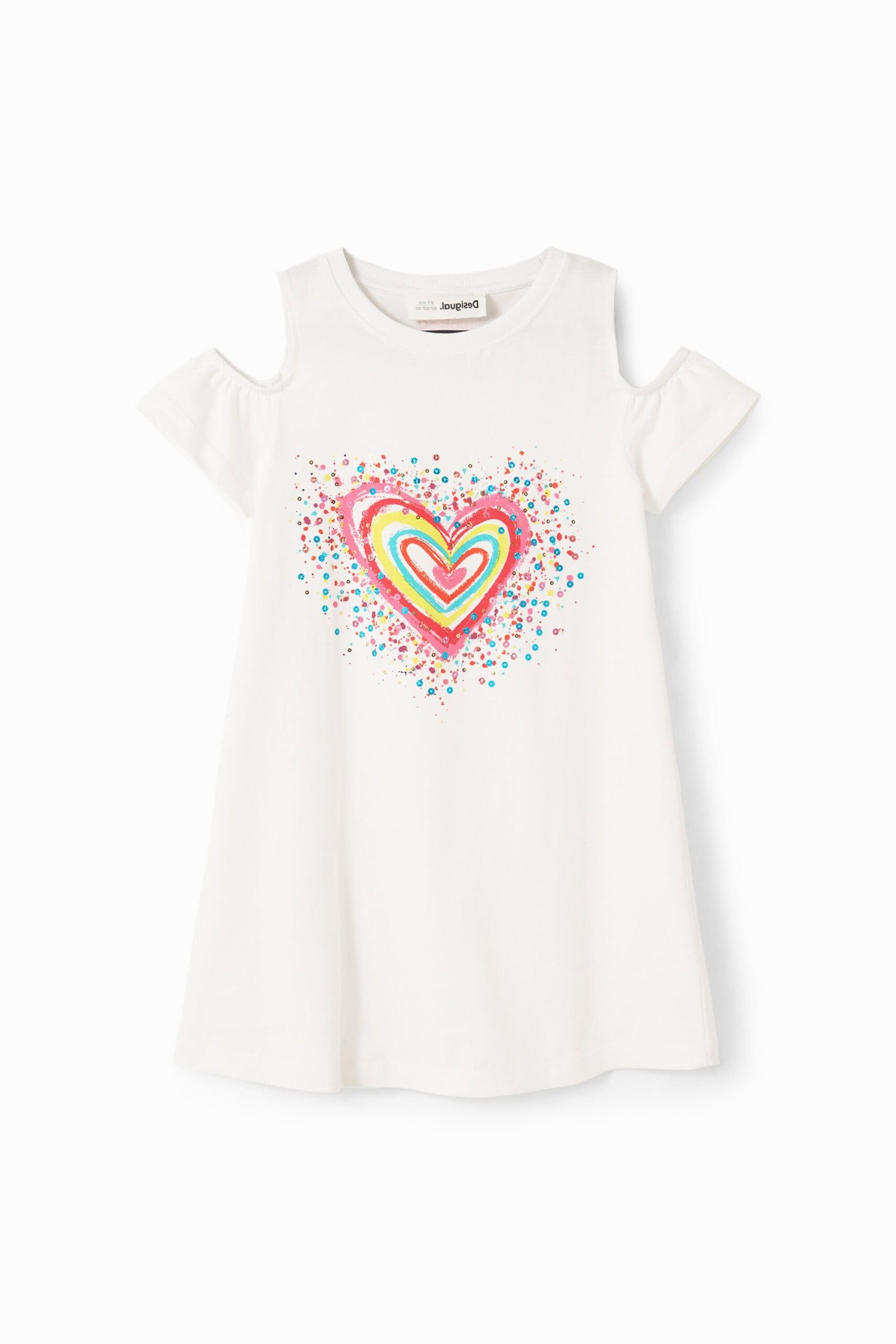 T-shirtjurk met cut-outs en hart - WHITE - 3/4 1 T-shirtjurk met cut-outs en hart - WHITE - 3/4
