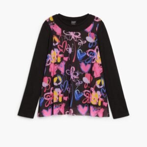 Lange mouwen T-shirt met harten - BLACK - 13/14