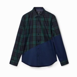 Shirt met geruite patch - BLUE - L