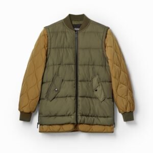Gewatteerd bomberjack met afneembare mouwen - GREEN - XL