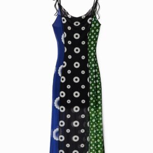 Midi-lingeriejurk met geometrische print - GREEN - XS