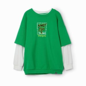 Dubbel T-shirt graffiti - GREEN - L