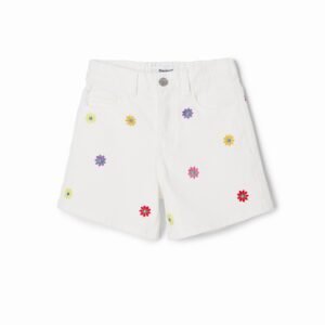 Spijkershort madeliefjes - WHITE - 11/12