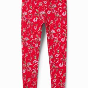 Lange legging met bloemen - RED - L
