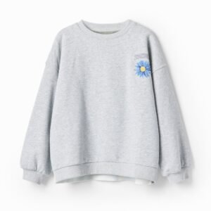 Oversized sweatshirt met bloemenillustratie - BLACK - XL