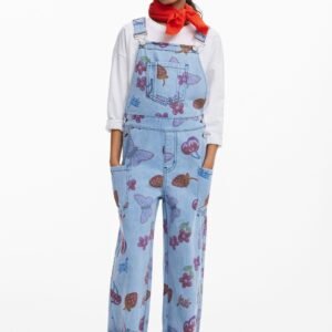 Denim tuinbroek met fruitprint - BLUE - 11/12