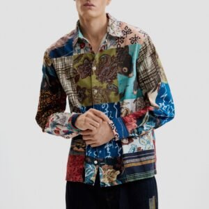 Patchwork-effect overhemd met karpermotief - MATERIAL FINISHES - M