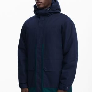 Tweekleurige parka met capuchon - BLUE - L