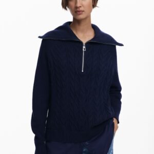 Gecombineerde kabeltrui met rits - BLUE - S