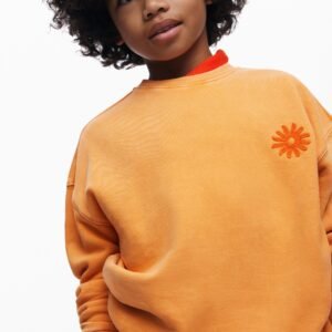 Sweatshirt met geborduurde zon - ORANGE - 11/12