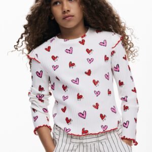Lange mouwen T-shirt met harten - WHITE - 11/12