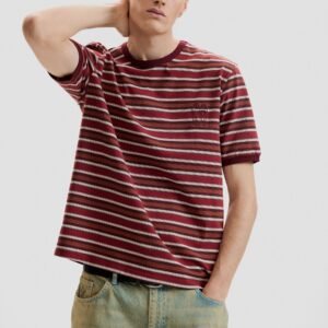 Gestreept brei T-shirt - RED - S