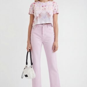 Straight cropped jeans - RED - 36