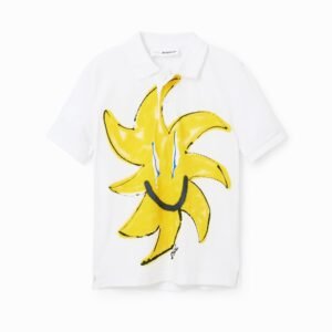 Gebreid poloshirt met zon - WHITE - 13/14