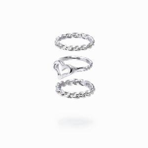 Set verzilverde ringen Zalio - BLACK - M
