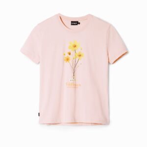 T-shirt met madeliefjesillustratie - RED - S