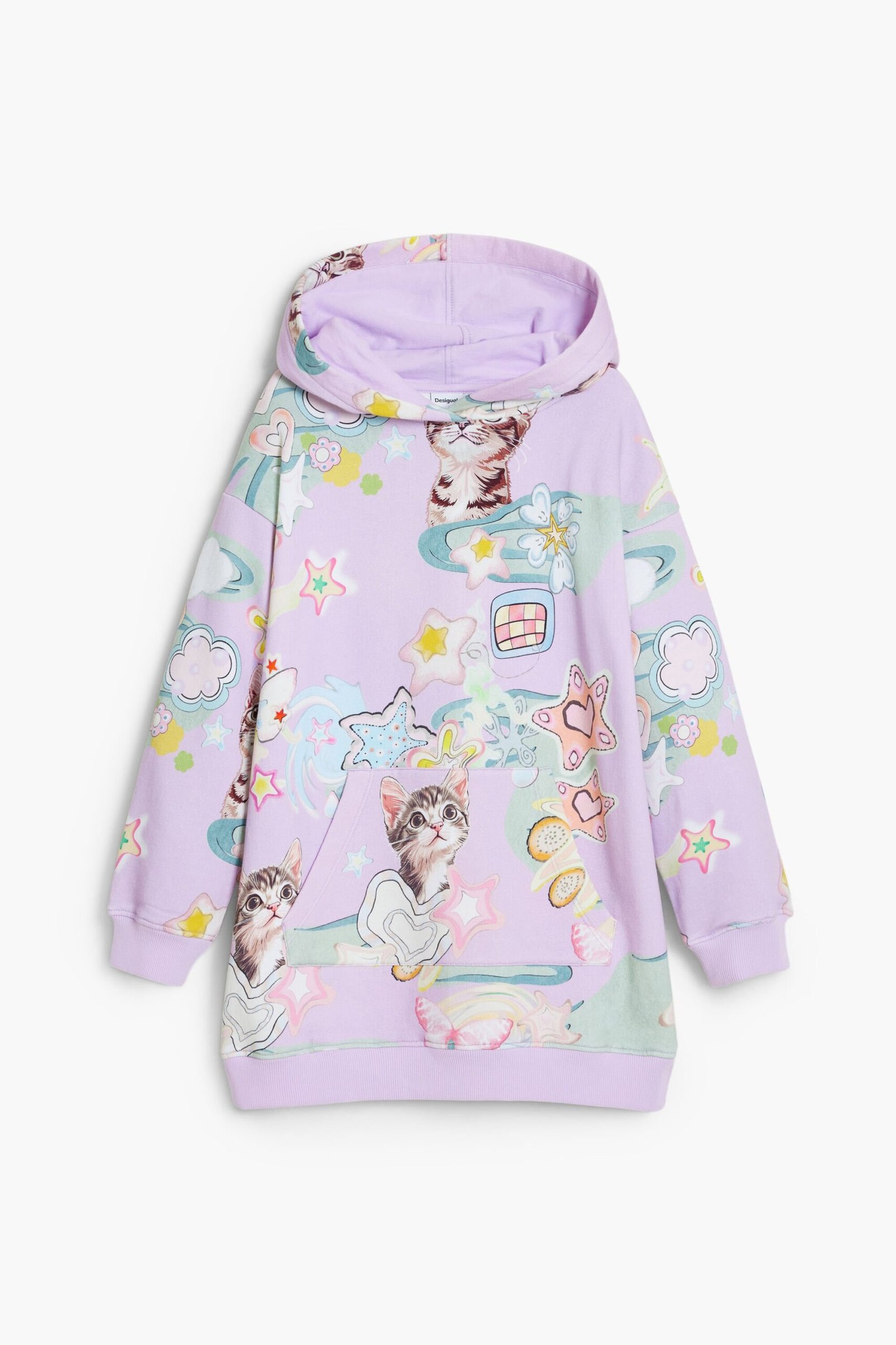 Jurk met capuchon en kattenprint - RED - 5/6 1 Jurk met capuchon en kattenprint - RED - 5/6