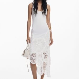 Midi gehaakte jurk - WHITE - L