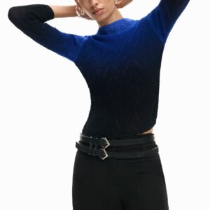 Blouse met verlooptextuur - BLUE - L