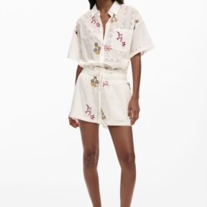 geborduurde short - WHITE - XL