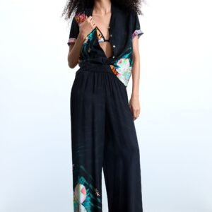 Vloeiende tropische broek - BLACK - XL