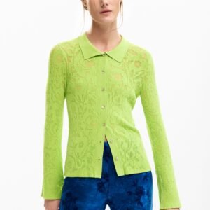 Strak T-shirt bloemen - GREEN - L