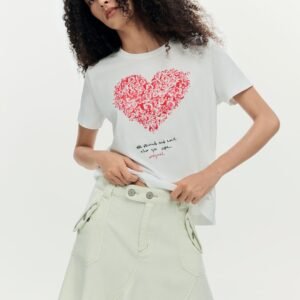T-shirt met korte mouwen hart - WHITE - M