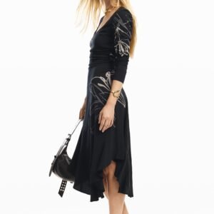 Midijurk bloem - BLACK - L