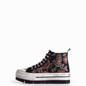 Hoge sneakers met plateauzool en oosterse patch - MATERIAL FINISHES - 36