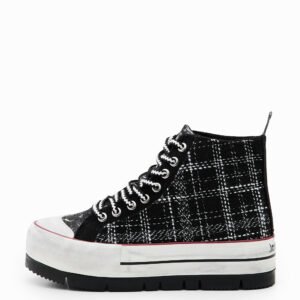 Hoge sneaker met plateauzool en ruitjes - BLACK - 37