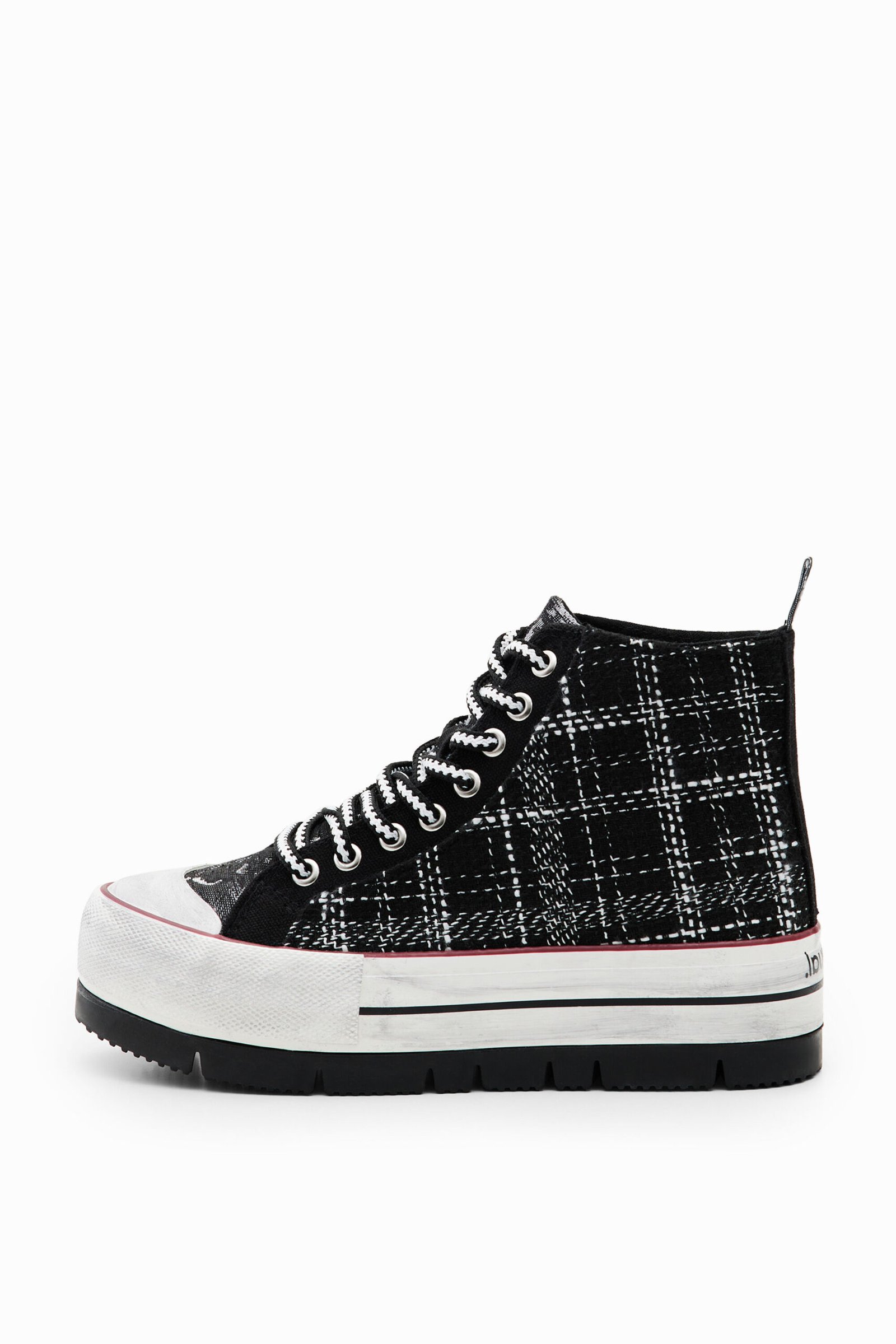 Hoge sneaker met plateauzool en ruitjes - BLACK - 39 1 Hoge sneaker met plateauzool en ruitjes - BLACK - 39