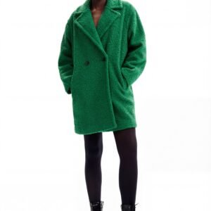 Bouclé jas met overslag - GREEN - XL