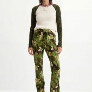Flared broek met camouflage - GREEN - L