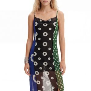 Midi-lingeriejurk met geometrische print - GREEN - XL
