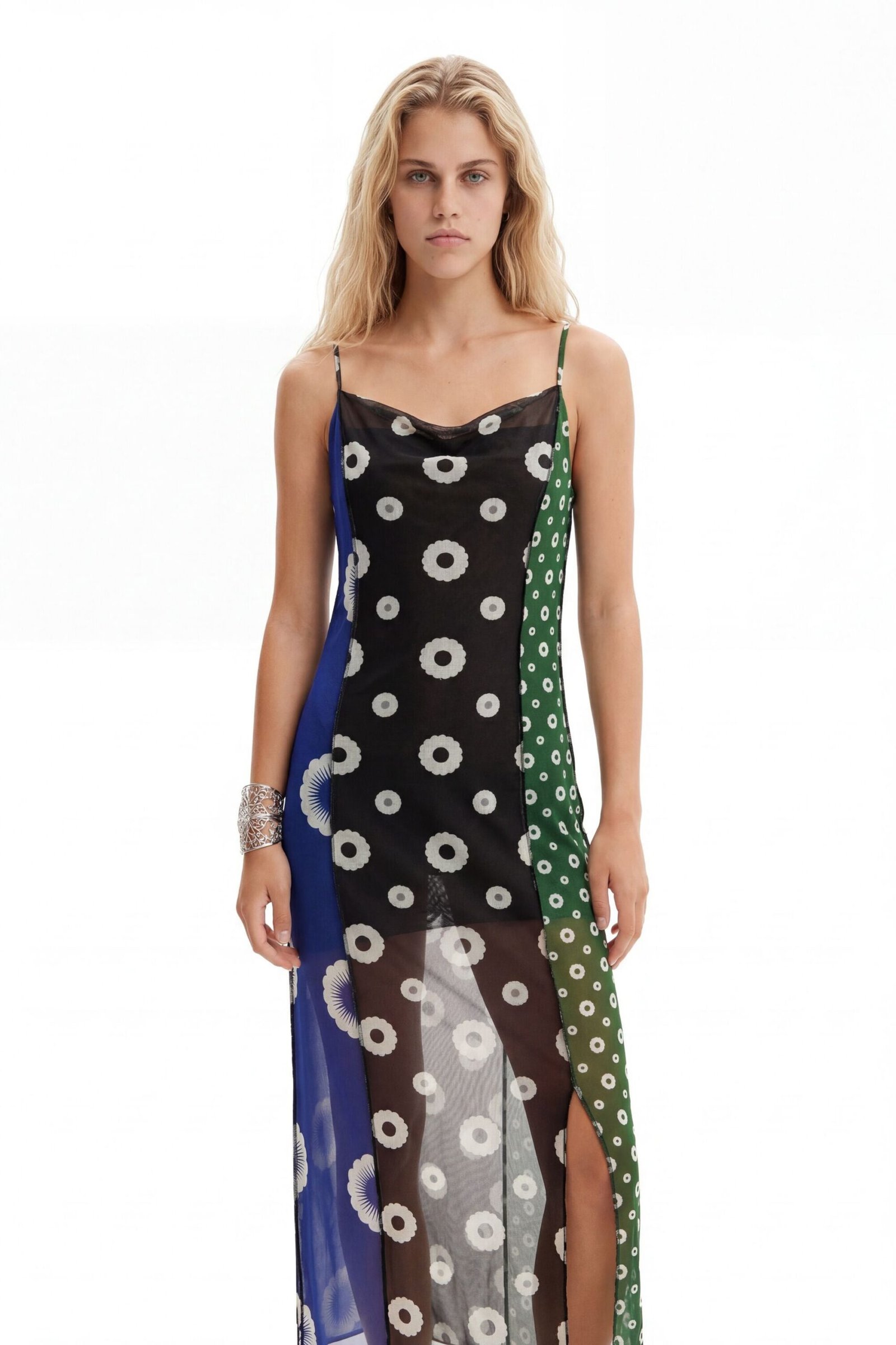 Midi-lingeriejurk met geometrische print - GREEN - XL 1 Midi-lingeriejurk met geometrische print - GREEN - XL