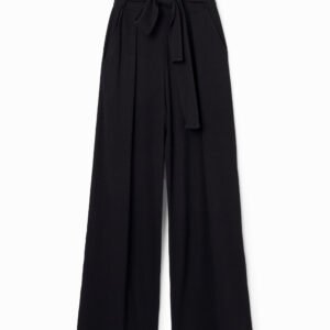 Gebreide Wide leg broek - BLACK - S