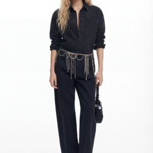 Rechte jeans met stiksels - BLACK - 34