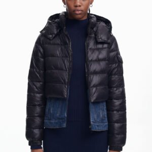 Gecombineerde korte gewatteerde jas - BLACK - M
