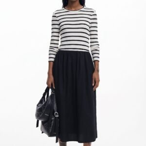 Gecombineerde midi-jurk - BLACK - M